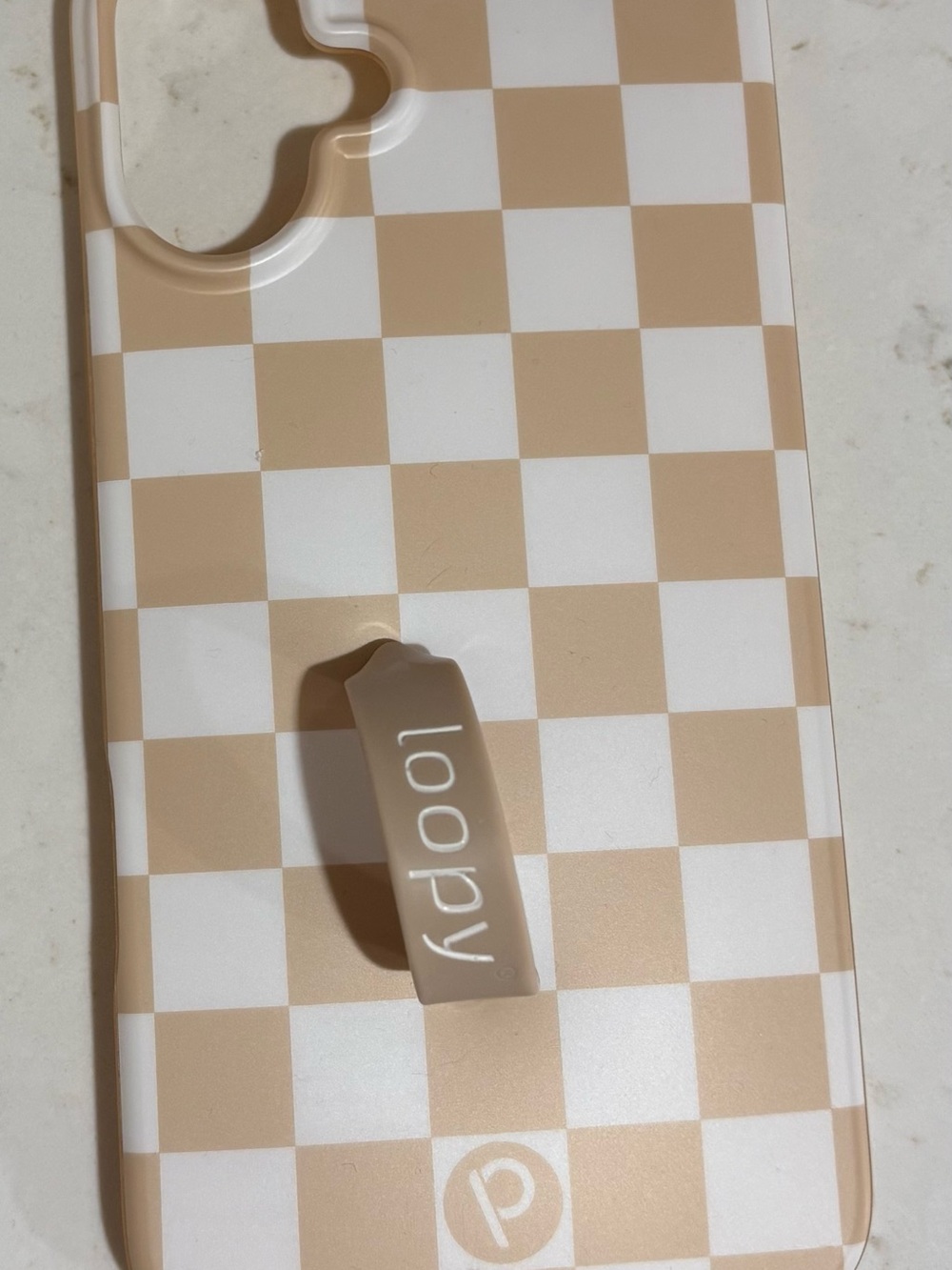 Loopy Beige & White Checkerboard Phone Case